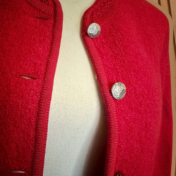 Geiger Made in Austria 100% Boiled Wool Braided Trim Lady Jacket in Cardinal Red - Picture 6 of 16